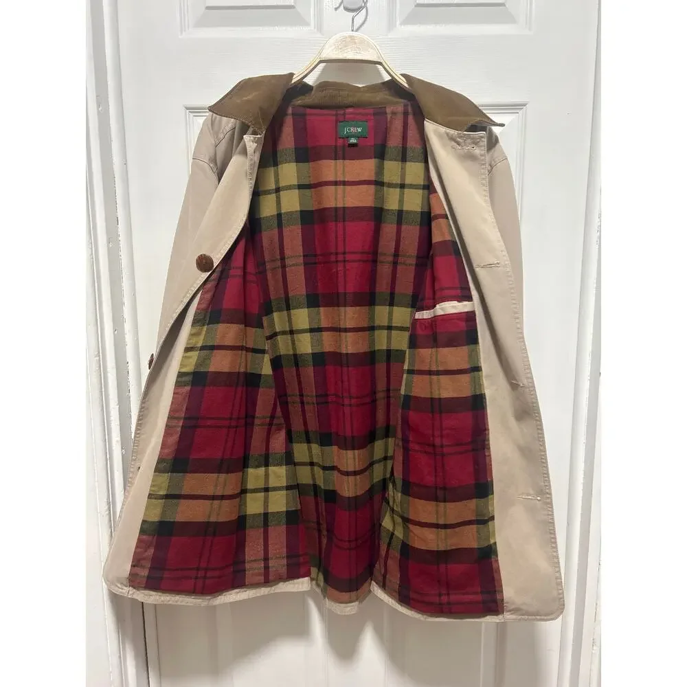 J. Crew Men's Re-imagined 2024 Oarsman Label Plaid Lining Red Plaid Barn Coat XL